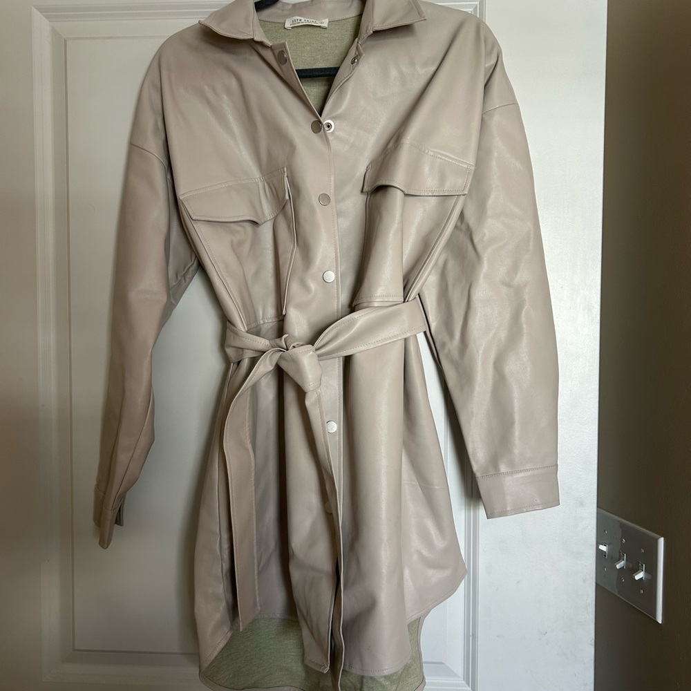 Women's Beige Belted Jacket